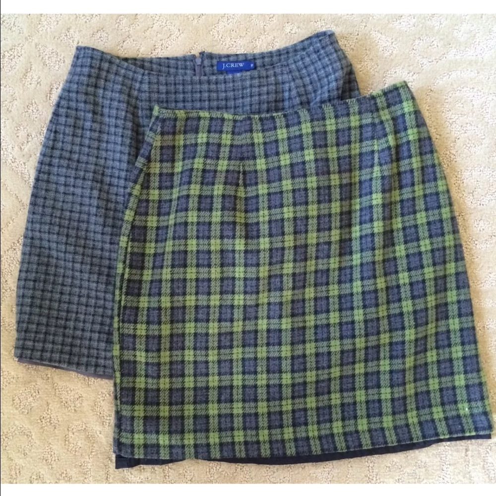 J.CREW 2 Skirt BUNDLE Cute Wool Herringbone Sz 10